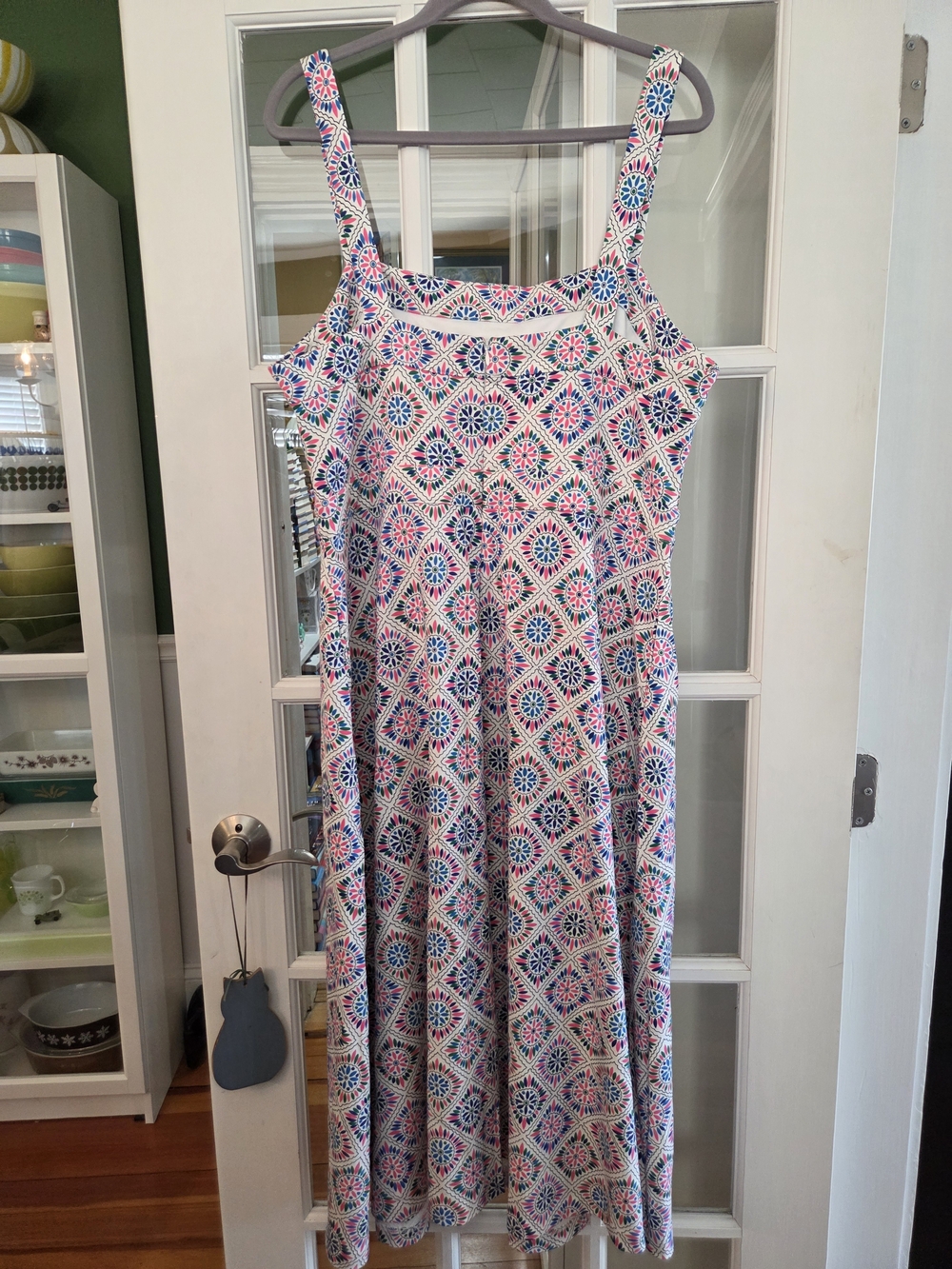 Boden Pink & Teal Mosaic Square-Neck Sundress - Size 14R - Picture 5 of 9